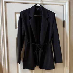 ATHLETA Tie Waist Belted Black Blazer, Size 12